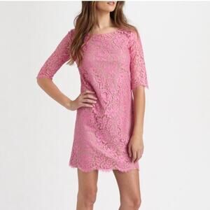 Robert Rodriguez pink lace overlay sheath dress size 0 feminine romantic